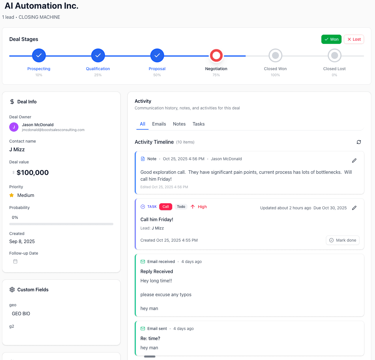 Pipe Crush CRM Interface